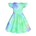 thumbnail image 5 of Cethrio Girl's Summer Dresses, Tie Dye A-Line Flutter Sleeve Princess Dresses Birthday Dresses Green Size 9-10T, 5 of 6