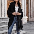 thumbnail image 2 of GDREDA Womens Solid Color Collar Cloak Knitted Capes Shawl Tassel Open Front Cardigans Sweater Coat Workout Clothes, 2 of 8