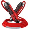 thumbnail image 1 of Cuerda para saltar deportiva, cuerda para saltar ajustable sin enredos con rodamientos de bolas rápidos, mango de espuma viscoelástica antideslizante, cuerda para saltar duradera para gimnasio de boxeo y fitness (rojo) JM, 1 of 5