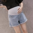 thumbnail image 2 of Penkiiy Women's Maternity Ripped Jean Shorts Summer Distressed Denim Shorts Blue for 2XL, 2 of 9