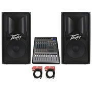 (2) Peavey PV112 800 Watt 12" 2-Way Speaker Cabinets PV 112 + 8-Channel Mixer