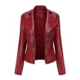 thumbnail image 1 of Veste en Cuir Ajustée pour Femmes Couleur Unie Rivet Personnalité_cadeau Spécial, 1 of 4