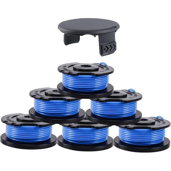 OWNTIDE .065" x 16ft Trimmer Line Spool for Greenworks 29252 29092, Weed Eater String Replacement (6 Spools, 1 Cap)