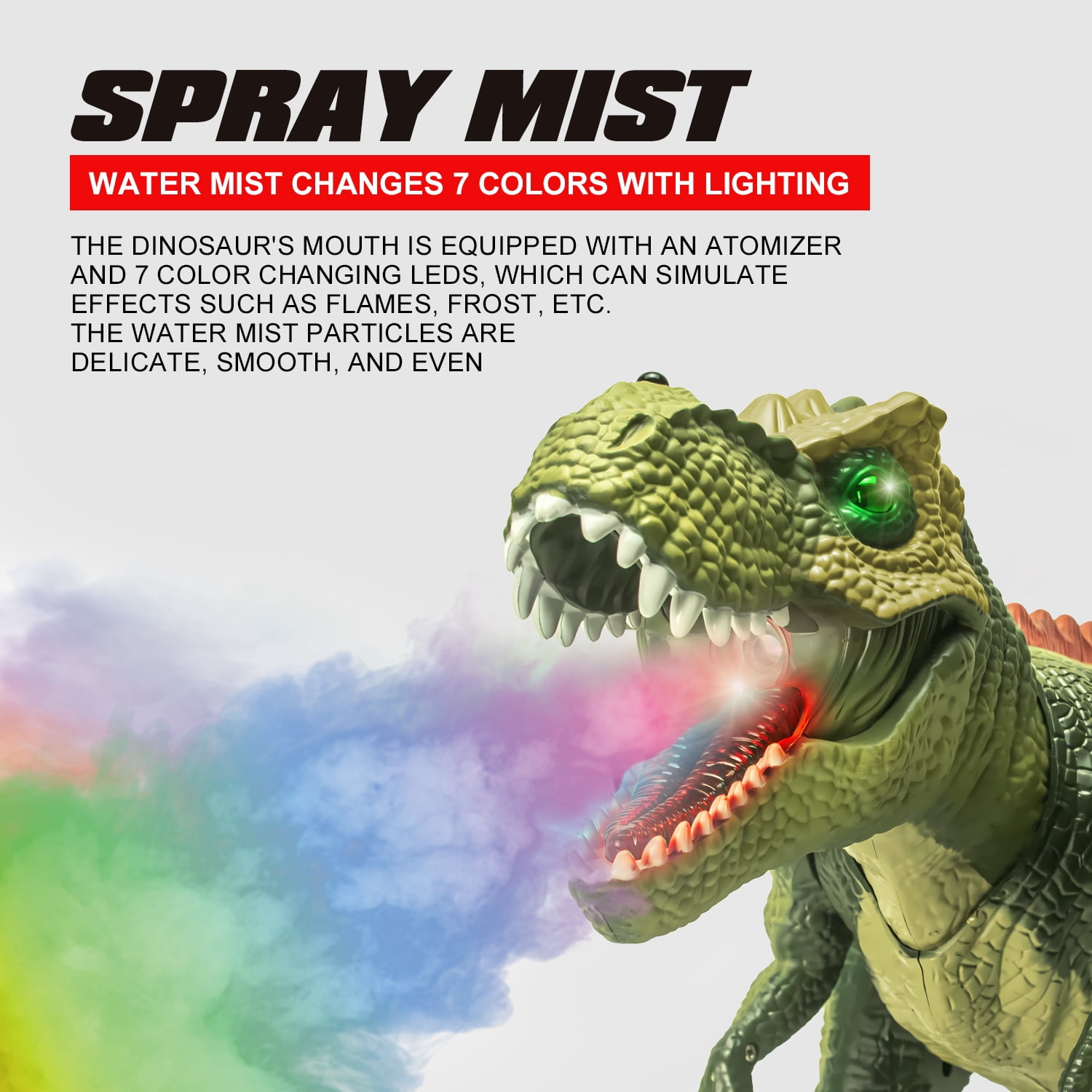 Gmdisc Remote Control Dinosaur Toys for Kids,Walking RC Dinosaur Toys with Light,Colorful Sprays and Roars Sounds,Electric Animal Toy for Boys Girls 3+ Years Old