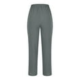 thumbnail image 5 of YUGYXL Plus Size Linen Pants for Women Button Up Stretch Waist Office Pants 2025 Summer Trendy Straight Business Pants with Big Pockets Gray XXXXL, 5 of 6