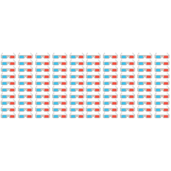 100 pcs  Practical Anaglyph 3D Glasses Cardboard Paper Red Blue Glasses for Movie