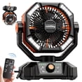 thumbnail image 3 of 20000mAh Camping Fan with LED Lantern - Dual Motor 8-Speed Portable Tent Fan with Remote Control, 4 LED Lights, Hanging Hook, Rechargeable Battery Powered Fan for Tent, Power Outage, Outdoor Camping,, 3 of 9