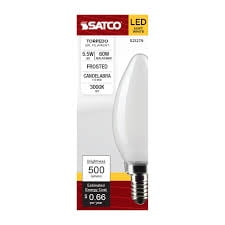 Satco S21279 5.5W 120V B11 LED Light Bulbs 3000K 500 Lumen E12 Candelabra Base Frosted White Dimmable (6 Pack)