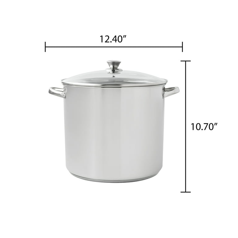 Vesteel 3 Quart Stock Pot, Stainless Steel Metal Pasta Soup Pot with Glass  Lid for Cooking, Heat-Proof Double Handles, Heavy Duty & Dishwasher Safe 