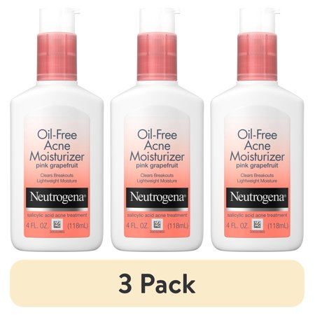 (3 pack) Neutrogena Oil-Free Acne Pink Grapefruit Facial Moisturizer 4 fl oz