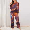 thumbnail image 2 of Salouo Fantasy Bird Illustration Pattern Women's Pajamas Set Long Sleeve Button Down Sleepwear Soft Pj Lounge Sets for women 2 Piece Pjs Set with Long Pants-X-Large, 2 of 7