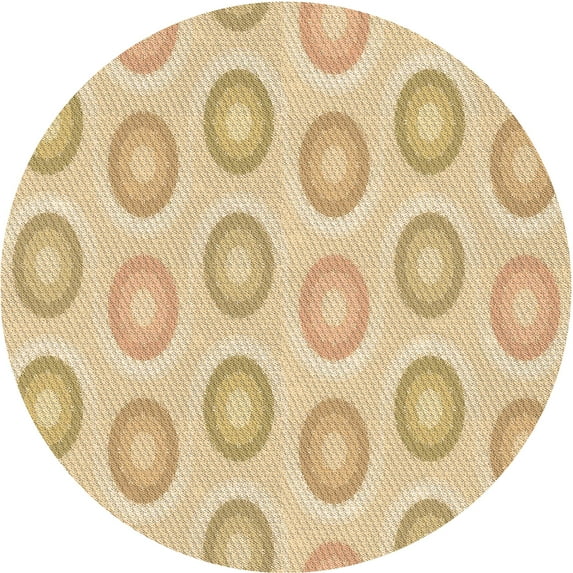 Ahgly Company Indoor Round Patterned Cardboard Brown Gold Area Rugs, 7' Round