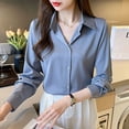 thumbnail image 3 of Fashion elegant satin shirts solid color ladies shirts causal Women's Blouses Spring Long Sleeve Shirts Tops Blusas Mujer, 3 of 5