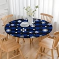 thumbnail image 3 of Blue Christmas Snowflake Pattern Round Fitted Tablecloth with Elastic Edge,Dining Table Cover Waterproof,Outdoor Round Tablecloth for Camping,Dining,Indoor and Outdoor, 3 of 7