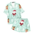 thumbnail image 7 of Postpartum Lounge Set – Soft Pajamas for Women Women's Santa Print Short Sleeve Shirt & Shorts Pajama Set Festive Sleepwear Combo, 7 of 7