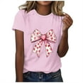 thumbnail image 2 of EchfiProm Womens T shirts Graphic Tee Valentine Valentine Day Summer Pink Bow Print Shirts for Lover Short Sleeve, 2 of 5