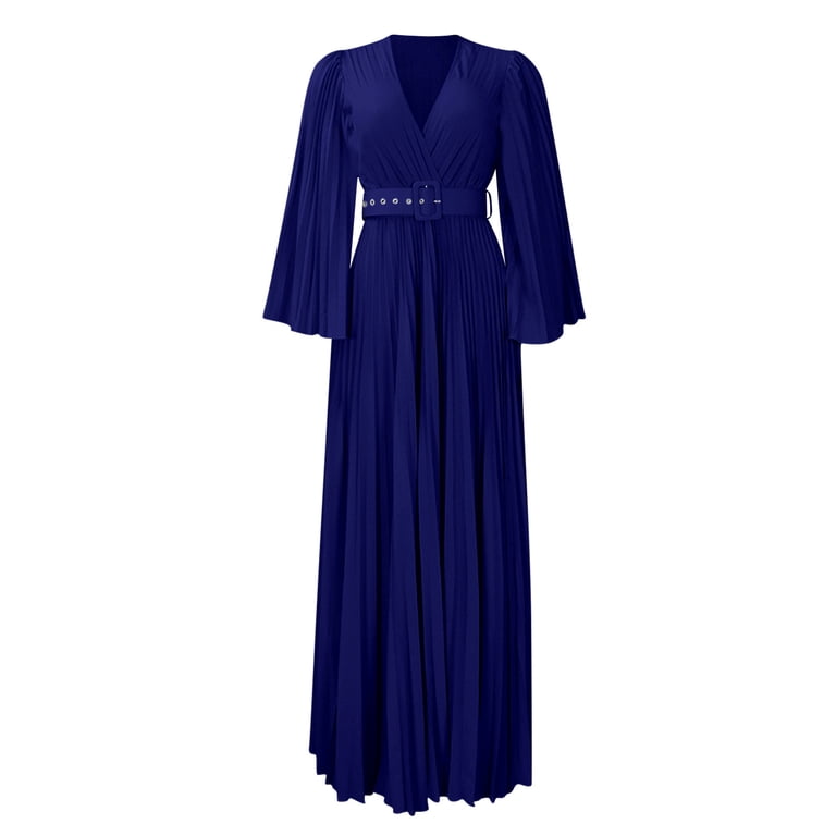 Msjuheg Wedding Guest Dresses For Women Blue Dress Womens Deep V Neck Plus Size Evening Dress Long Sleeves With Belt Women'S Formal Dresses Blue L Msjuheg Wedding Guest Dresses For Women Blue Dress Womens Deep V Neck Plus Size Evening Dress Long Sleeves With Belt Women'S Formal Dresses Blue L