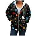 thumbnail image 6 of larppty Womens Zip Up Christmas Hoodies Oversized Fall Outfits 2025 Drawstring Zipper Hoodie Y2K Casual Loose Fit Long Sleeve Hoodies (Black, M), 6 of 7