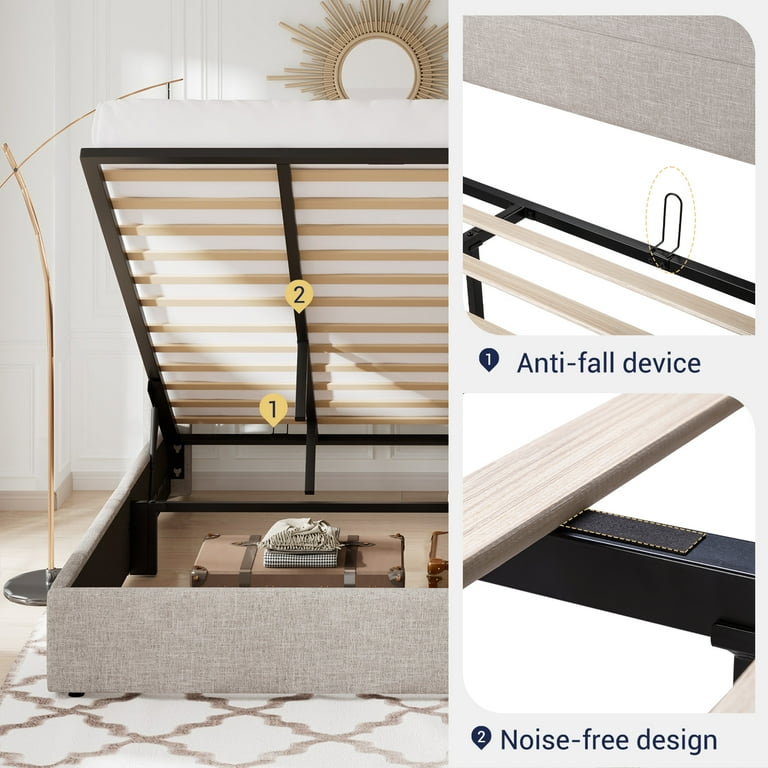 Allewie King Size Platform Bed Frame, Lift-Up Hydraulic Storage