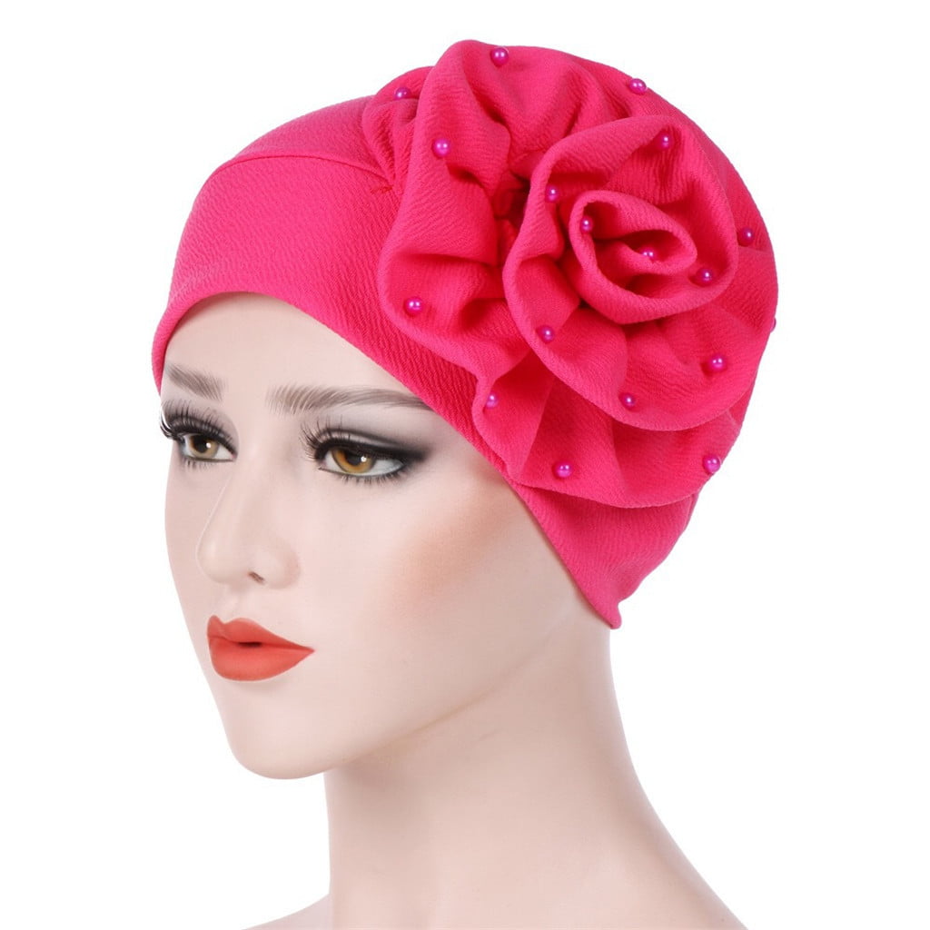 Godea Chemo Hat Women Beanie Hat Pearls Head Scarf Super Soft Slouchy Turban Headwear Head Wraps