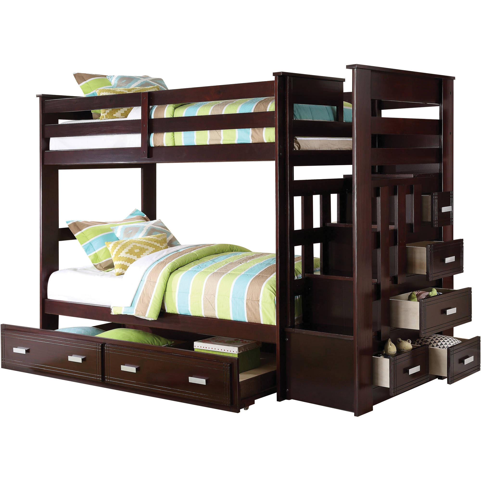 Acme Furniture Allentown Twin Over Twin Wood Bunk Bed with Storage, Espresso - image 3 of 7