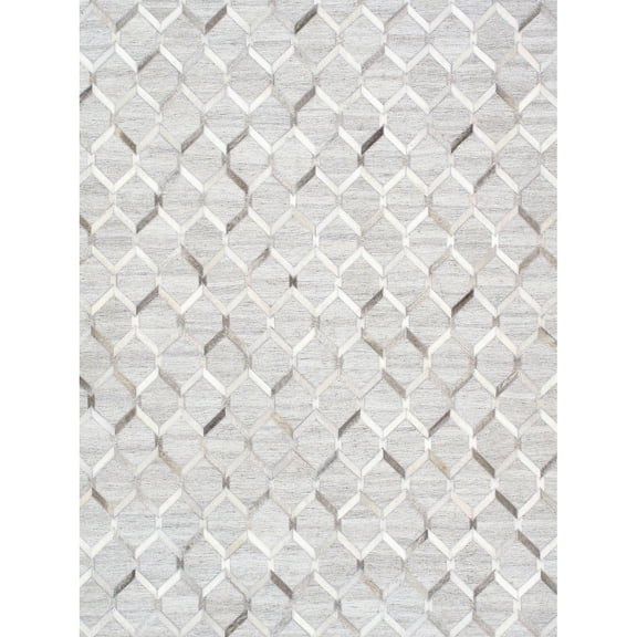 Pasargad Home Galaxy 6' x 9' Hand-Loomed Cowhide Silver/Grey Rug - All Ages, Indoors