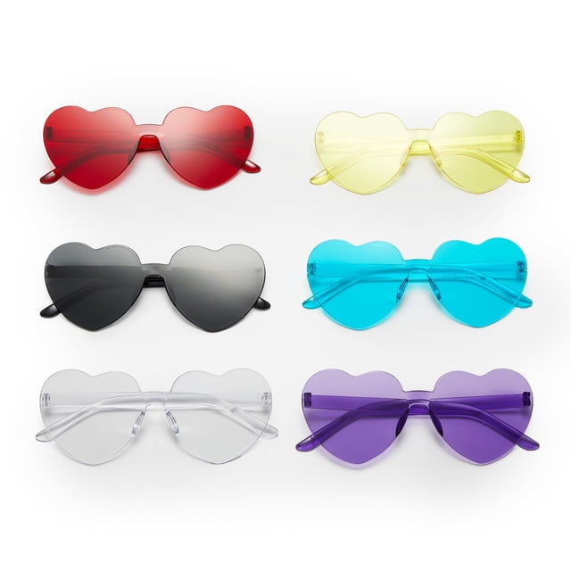 Gafas de sol Zink Colorful Heart sin montura en forma de corazón x6