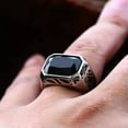 thumbnail image 3 of K-KED Vintage Rectangle Black CZ Men's Biker Ring Stainless Steel Classic Wedding Ring-13, 3 of 6
