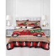 thumbnail image 3 of Red Truck Christmas Full Size Down Alternative Comforter, Lightweight Comforter Quilt Bedding Set with Pillow Shams Red Black Plaid Xmas Tree Vintage All Seasons Bed Comforter Duvet Insert 78"x90", 3 of 7