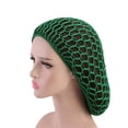 thumbnail image 1 of 1PC Womens Mesh Hair Net Crochet Cap Solid Color Snood Sleeping Night Cover Turban (Green), 1 of 5