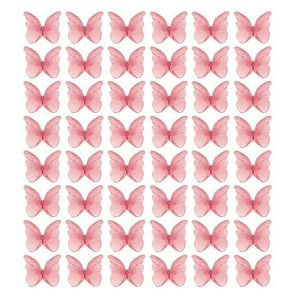 Sylvtty 40/48Pcs Cake Decoration Wafer Paper Flower Cake Toppers Edible Butterfly Flower Cupcake Decoration Birthday Party Accessories