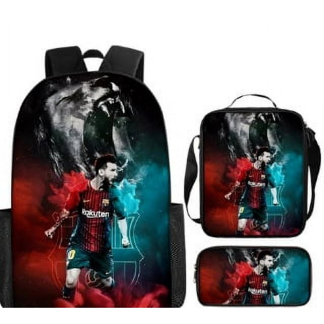 Soccer Star Printed Backpack Three-piece Set, Youth School Bag, Student Backpack-SinKeeU