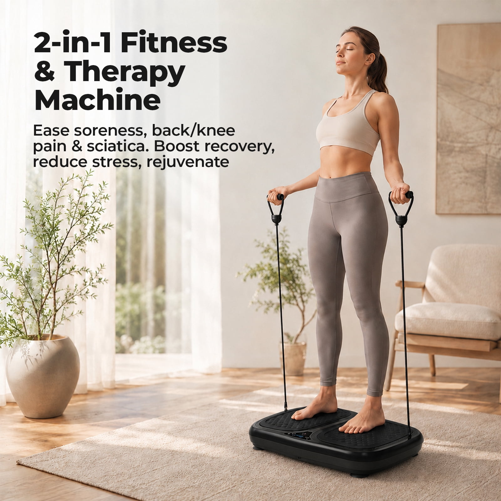Alvantor Vibration Plate Exercise Machine, Vibrating Fitness Platform for Lymphatic Drainage, Full Body Shaker Workout Equipment, 120 Speeds & 9 Modes, Weight Loss Gifts for Women Men