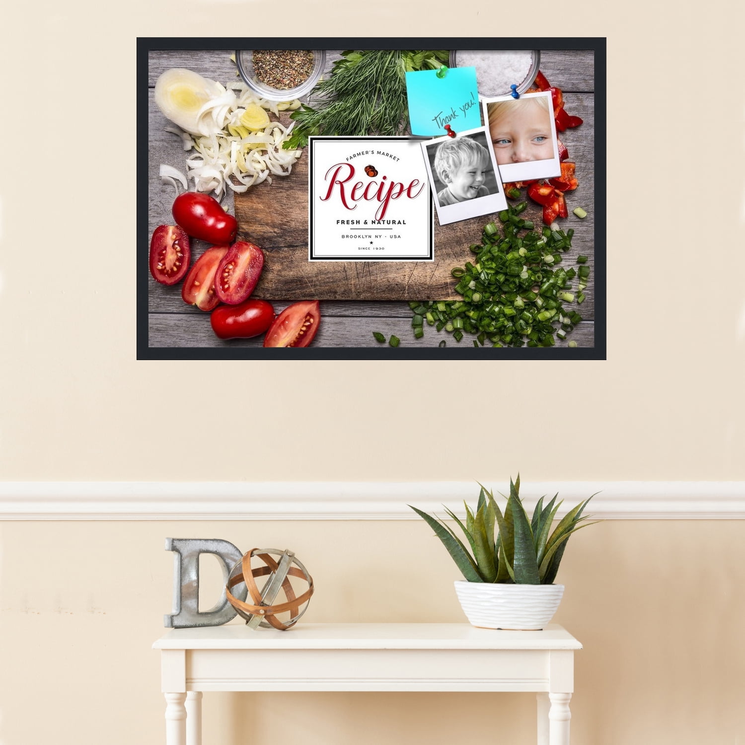 PinPix 36x24 Custom Cork Bulletin Board Chopped Vegetables Poster Board Has a Fabric Style Canvas Finish, Framed in Chopped Vegetables, by ArtToFrames (PinPix-1369)