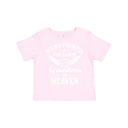 

Inktastic Handpicked for Earth by My Grandma in Heaven Angel Wings Gift Toddler Boy or Toddler Girl T-Shirt
