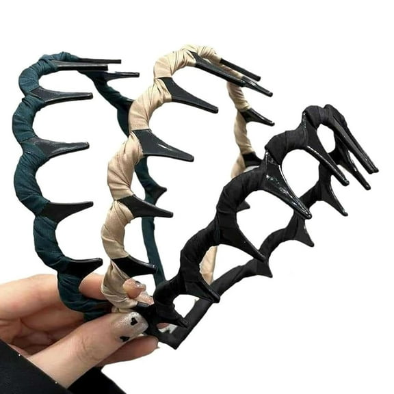 Basicallyt Retro High Skull Pearl Headband, Basicallyt/Samewith/Basically Reversible Retro Fashion Tooth High Skull Headband,Hair Accessories for Wedding, Party or Daily Wear