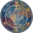 thumbnail image 2 of Nourison Global Vintage Distressed Blue/Multicolor 4' x ROUND Area Rug, (4' Round), 2 of 8
