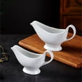 thumbnail image 6 of Hzsb White Ceramic Gravy Boat Sauce Server with Large Pour Spout Non-Slip Bottom Gravy Dispenser for Gravy Salad Dressings, 6 of 7