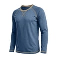 thumbnail image 5 of Raglan Shirts for Men Colorblock Pullover Casual Long Sleeve Tops Crewneck Fall Spring Winter Basic Tees (2XL, Blue|Solid), 5 of 7