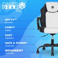thumbnail image 6 of Gamer Gear Jr. Xplorer Gaming and Computer Chair, Kids and Teens Gaming Chair with Padded Arms, Adjustable Height, White and Black, 6 of 11