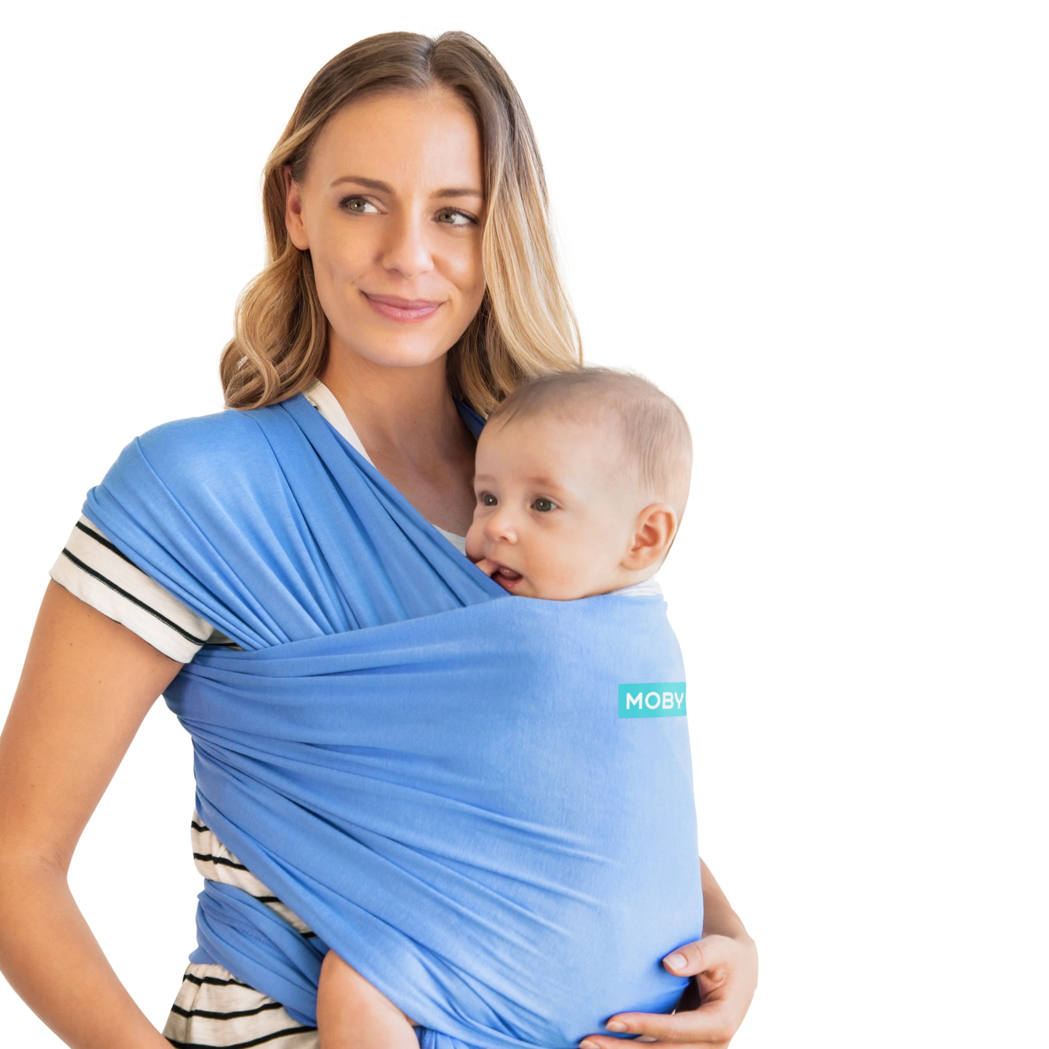 Blue Baby Wrap Carrier Sling Adjustable One Size Soft Cotton Jersey Comfortable 