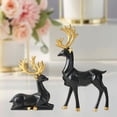 thumbnail image 3 of 2 figuras de ciervo de resina de estilo nórdico para mueble de TV de aniversario y escritorio. Negro, 3 of 9