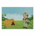 thumbnail image 1 of Camping Cutting Board, Little with Tent in Nature Forest Adventure Children Discovery of Woods, Decorative Tempered Glass Cutting and Serving Board, in 3 Sizes, by Ambesonne, 1 of 2