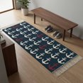 thumbnail image 5 of Area Rug with Tassels 2' x 4', Ocean Nautical White and Red Ship's Anchor Kitchen Runner Rug for Hallway Bedroom Throw Rugs, Dark Blue Soft Door Mat for Bathroom Entrance Living Room, 5 of 9