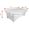 thumbnail image 3 of Tektrum 2 Pack 6 Ft Long Rectangular Stretch Tablecloth DJ Jacket Cover for Trade Show - Premium Fabric - White Color, 3 of 4
