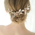 thumbnail image 4 of Conjunto de oro rosa nupcial de 4 piezas, accesorios de boda, peines de horquilla nupcial, joyería de horquilla de flores, 4 of 5