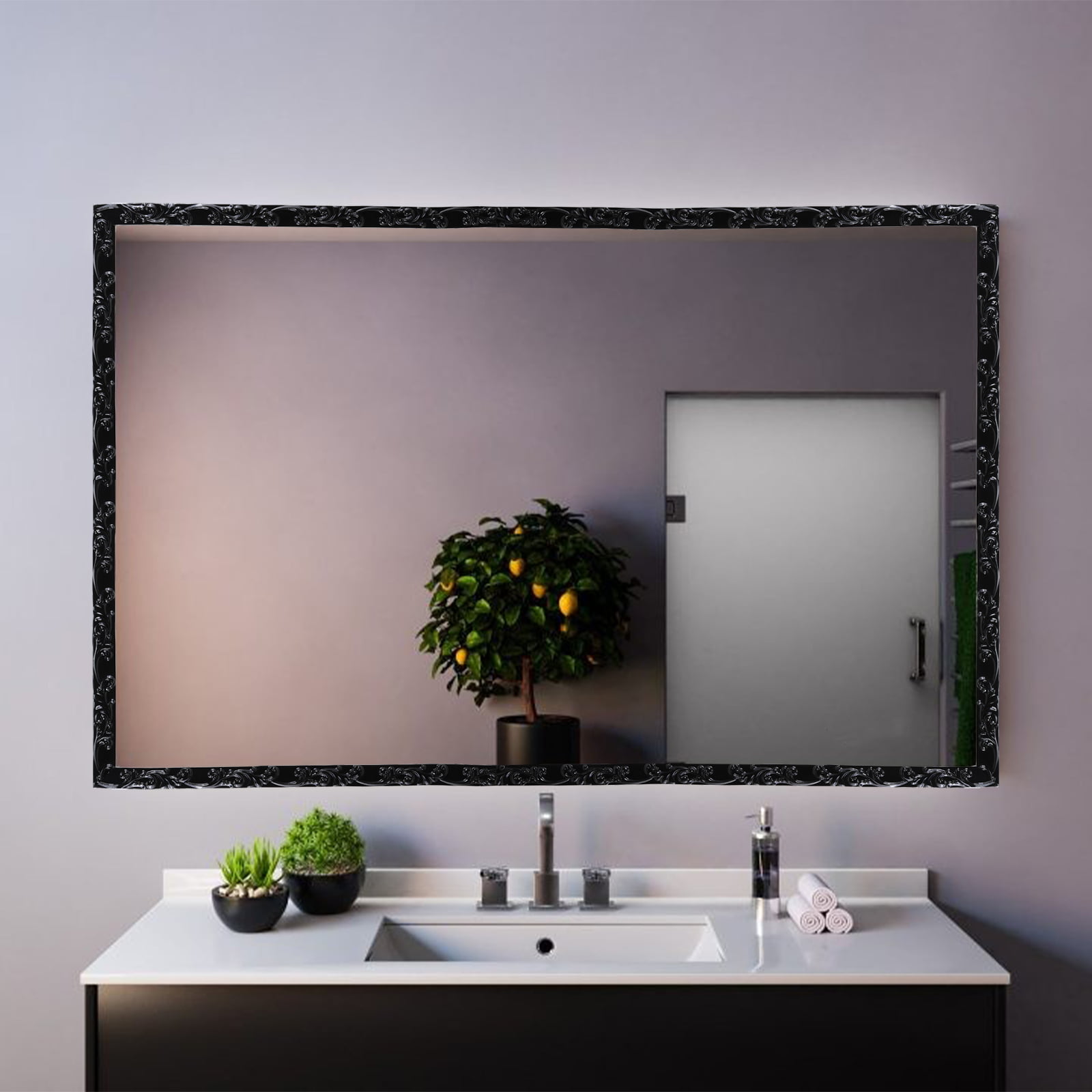 Copgge Black Mirror Trim Peel and Stick Molding Trim Self Adhesive Mirror  Border Design Flexible Picture Frame Trim Bathroom Mirror Edge Trim Cabinet