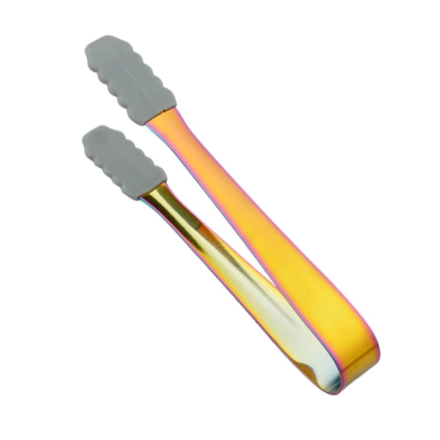 Thickened Silicone Ice Clamps, Stainless Steel Ice Cube Tongs for Coffee and Snacks, Durable and Rust-Proof Kitchen Accessory