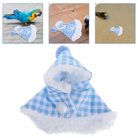 GAXIRE Pet Bird Clothes Plush Plaid Bird Cape Warm Parrot Cloak Bird Outfit Pet Cape Winter Bird Clothing For Parrots Parakeet Costume
