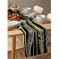 thumbnail image 6 of Table Runner Dresser Scarves 70 Inch Long, Yellow and Black Geometric Stripe Linen Dining Table Runners Abstract Swirling Zebra Skin Tabletop Scarf for Wedding Holiday Party Kitchen, 6 of 7